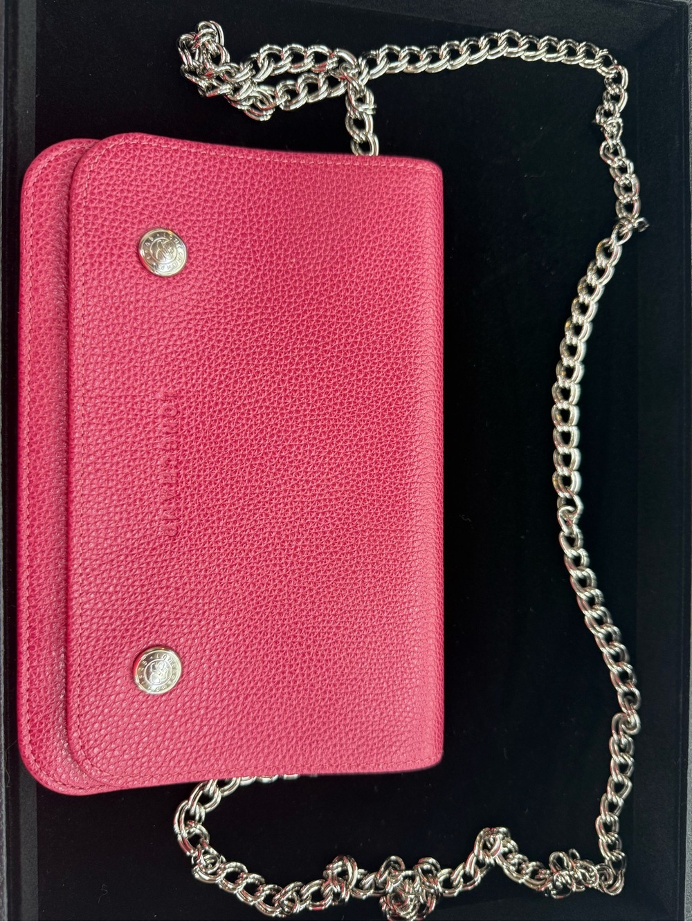 Longchamp Pink Pebbled Leather Chain Crossbody